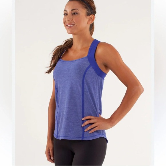 Lululemon Run Team Spirit Tank Top Size 4 Purple Workout Sporty Ruffle - Picture 2 of 15